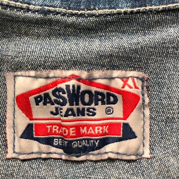 Indigo blue denim stonewashed Password shirt- jacket full lenght zipper stretch - Picture 9 of 11